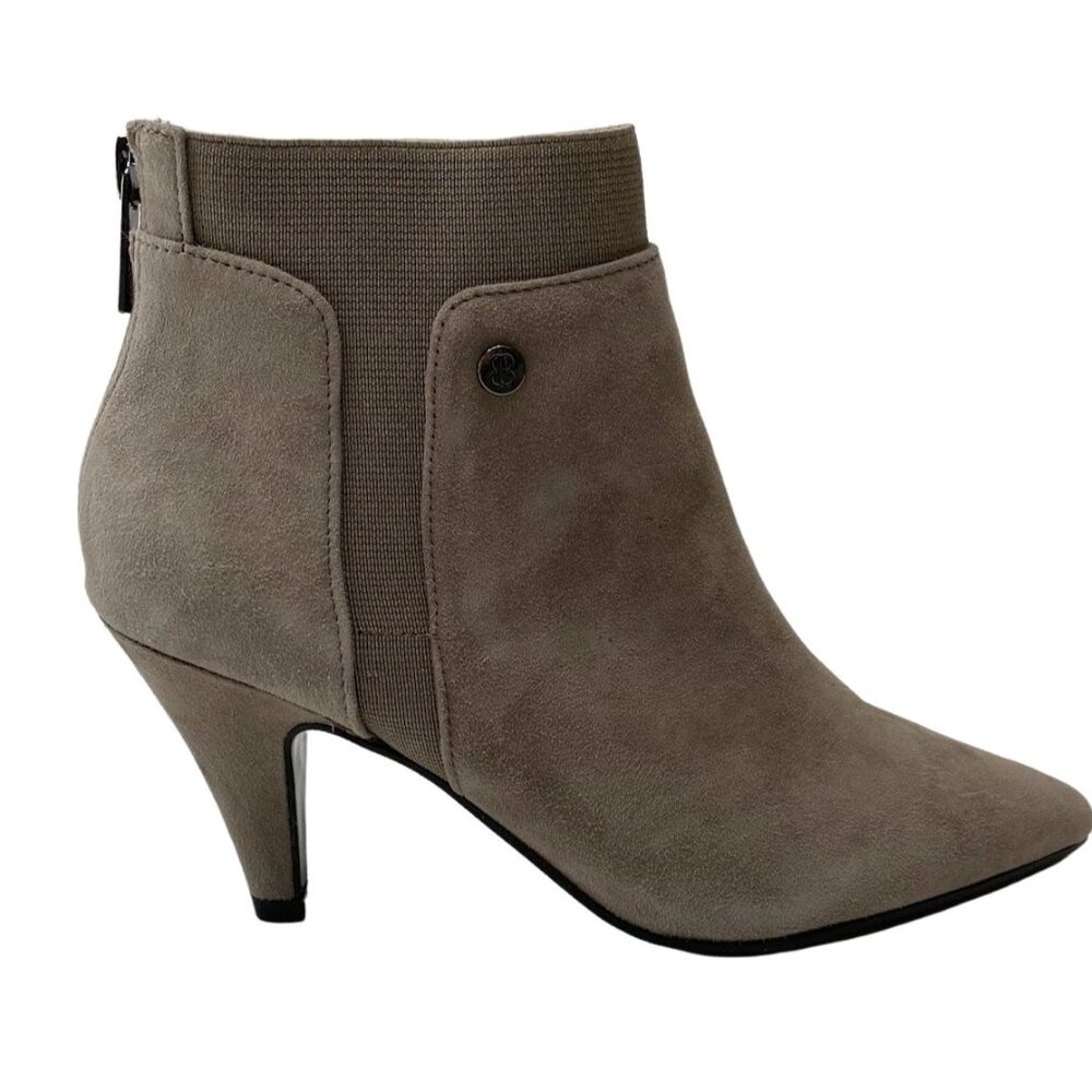 Bandolino Suede Ankle Bootie Shoe‎ Women's 5.5 Gray Cushioned Comfort-Panels NEW